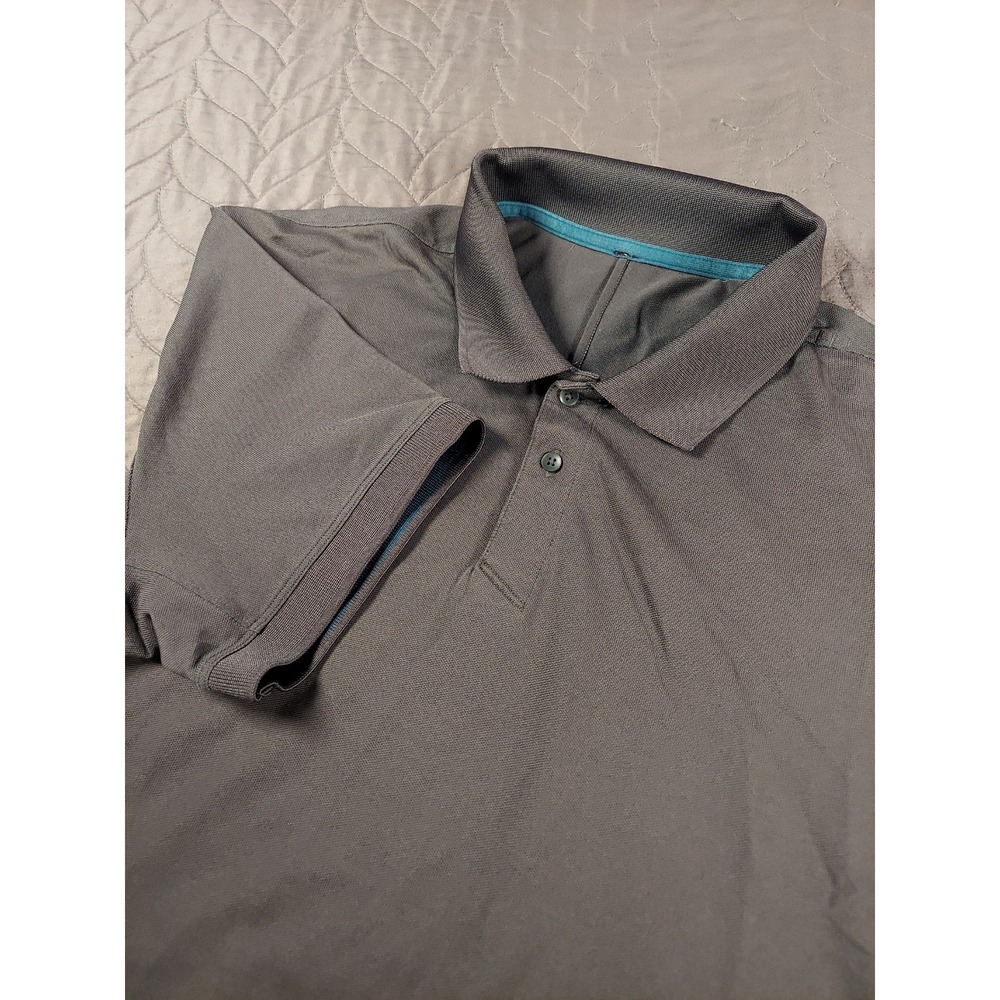 Lululemon Mens Evolution Polo Shirt Medium Gray Tech Stretch Athletic Gym Golf